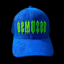 Load image into Gallery viewer, Blue VELMUZE Trucker Hat
